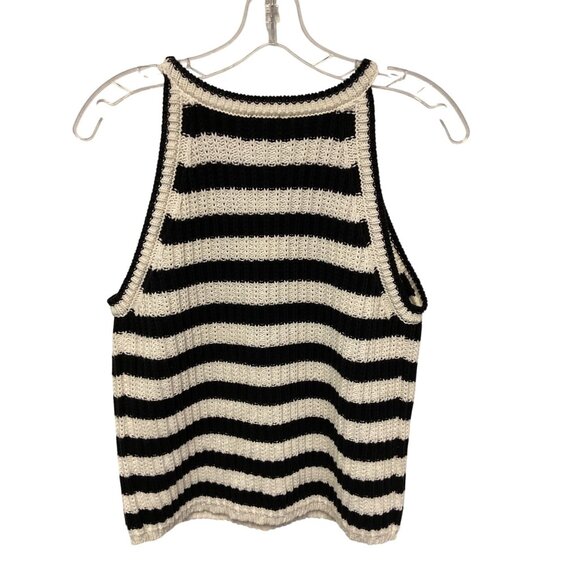 A New Day Black & White Stripe Knit Tank Top Sleeveless Lightweight Size L - Picture 4 of 5